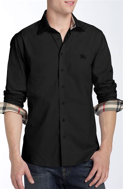 burberry brit mens black shirt|burberry brit men's flannel melange.